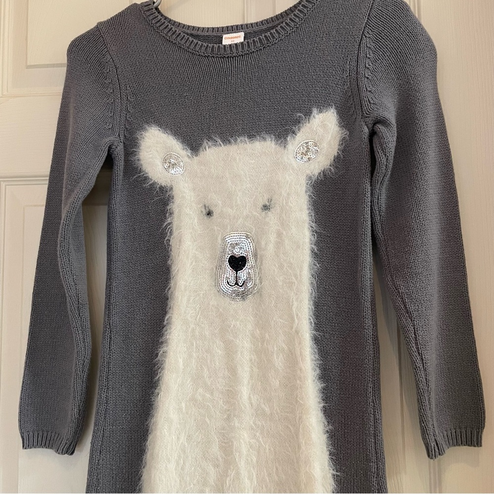 Girls Gymboree Grey & White Polar Bear Long Knit Sweater Dress - Picture 10 of 12